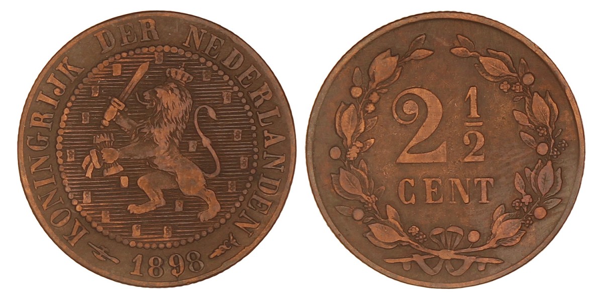 2½ Cent. Wilhelmina. 1898. Prachtig -.