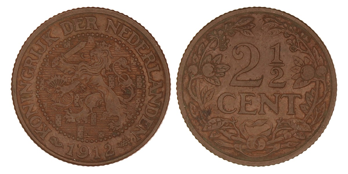 2½ Cent. Wilhelmina. 1912. Prachtig +.