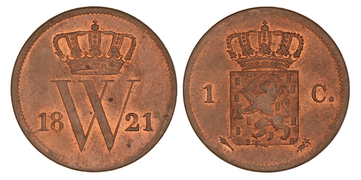 1 Cent. Willem I. 1821 U. FDC.