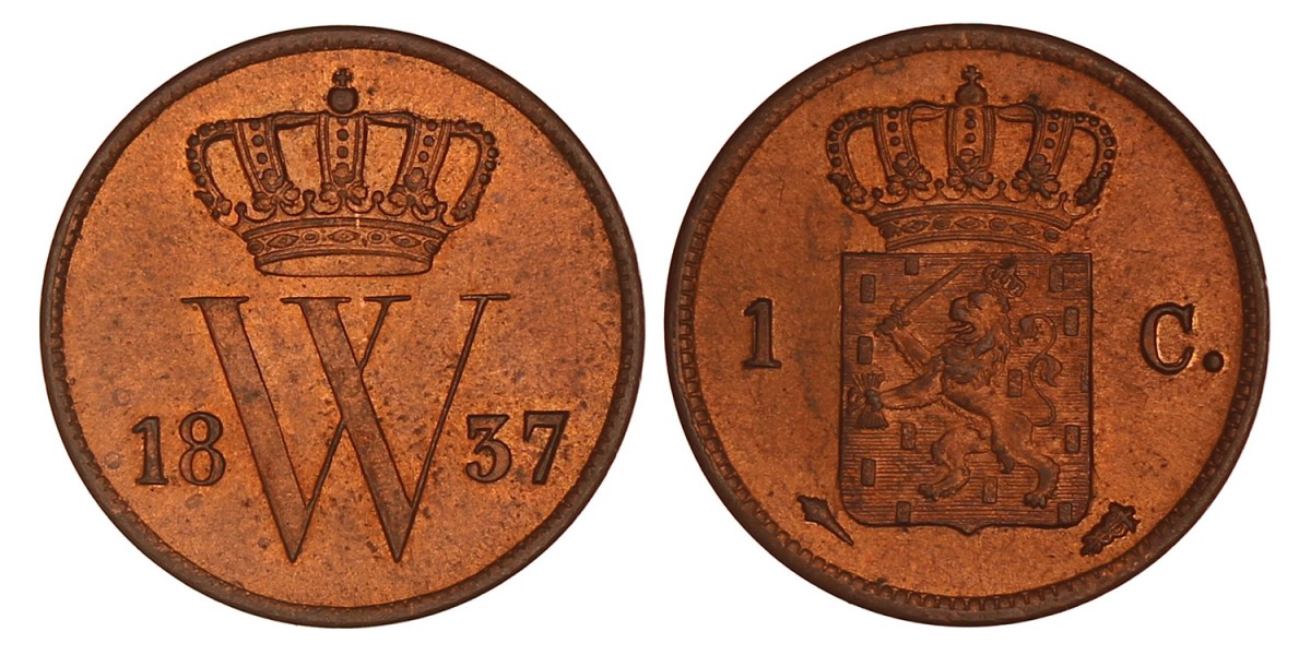 1 Cent. Willem I. 1837. FDC.