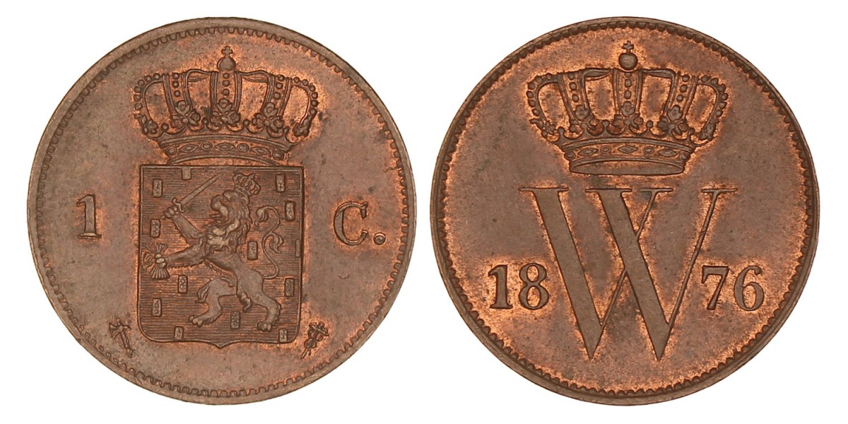 1 Cent. Willem III. 1876. UNC.