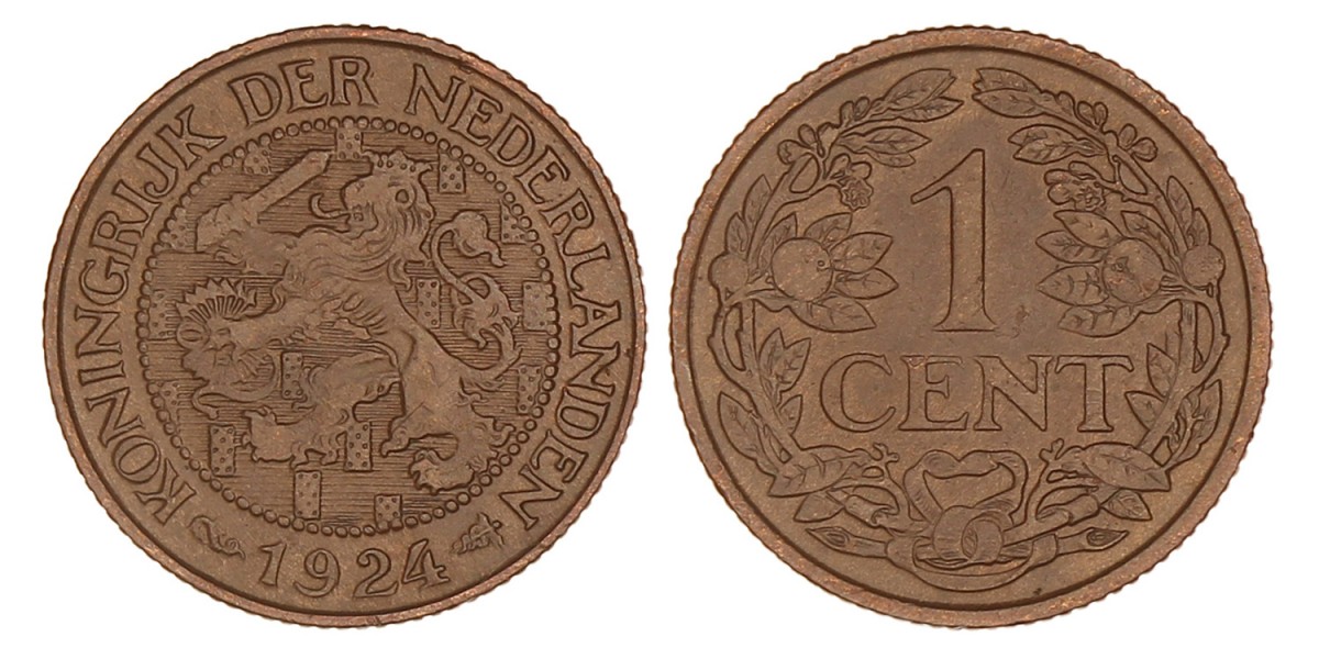 1 Cent. Wilhelmina. 1924. Prachtig -.