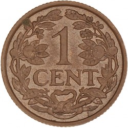 1 Cent. Wilhelmina. 1930. UNC.