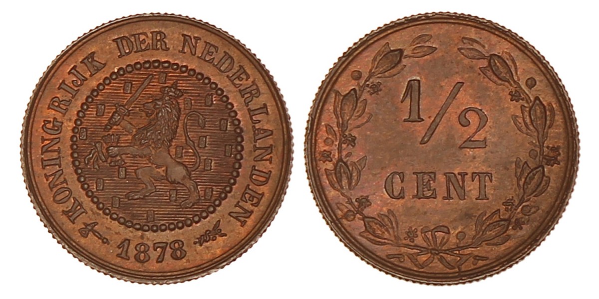 ½ Cent. Willem III. 1878. FDC.