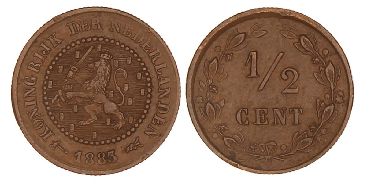 ½ Cent. Willem III. 1883. Prachtig -.