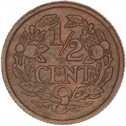 ½ Cent. Wilhelmina. 1930. UNC.