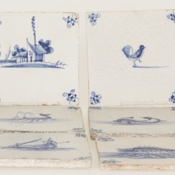 Een lot van (10) diverse blauw-witte Delftse tegels, Holland, 17e eeuw en later.