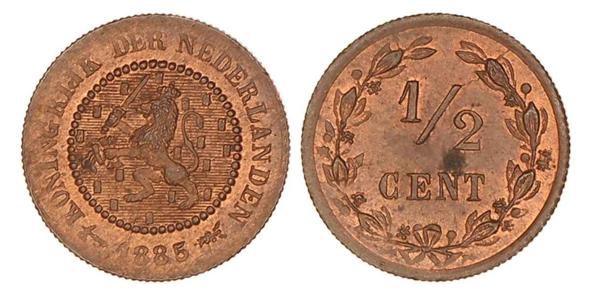 ½ Cent. Willem III. 1885. FDC.