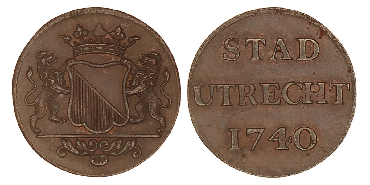 Duit. Utrecht stad. 1740. UNC.