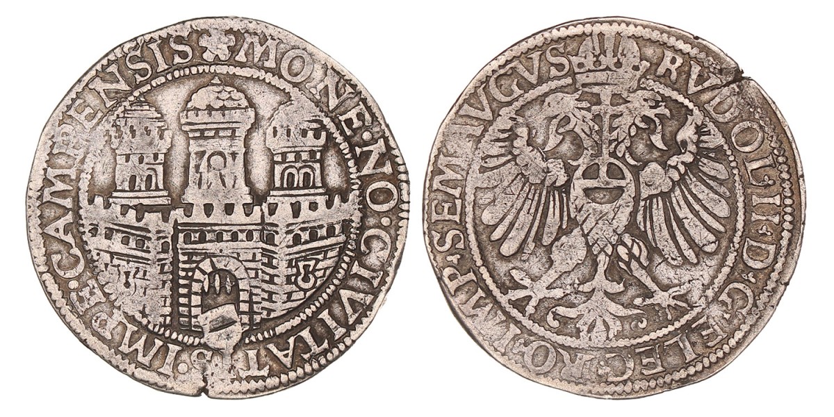 Halve Arendrijksdaalder. Kampen. Rudolf II. Z.j. (1576 - 1596). Zeer Fraai -.
