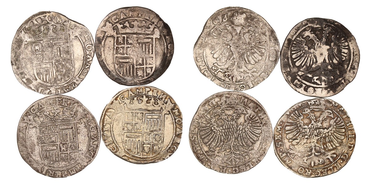 Lot (4) Arendschelling van 6 stuiver. Kampen. Matthias I. Z.j. (1612 - 1619). Gemiddeld Fraai.