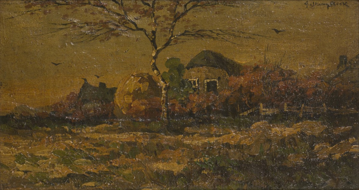 Alice D. Engley BeeK (1876-1951), Een boerenhuisje in een landschap.