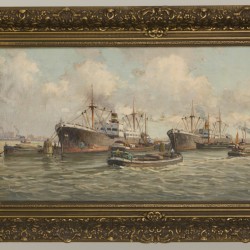 Pieter Johannes Alexander Wagemans (Den Haag 1879 - 1955), Gezicht op de Rotterdamse haven.