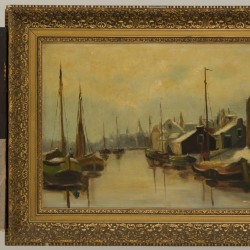 Adrianus Kuijpers (Gorkum 1862 - 1945 Amsterdam), Een havenstadje in winter.