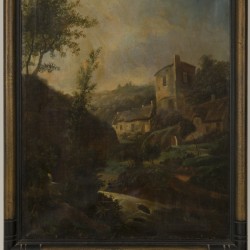Itliaanse School ca. 1800. Een beekje door een rotsachtig landschap