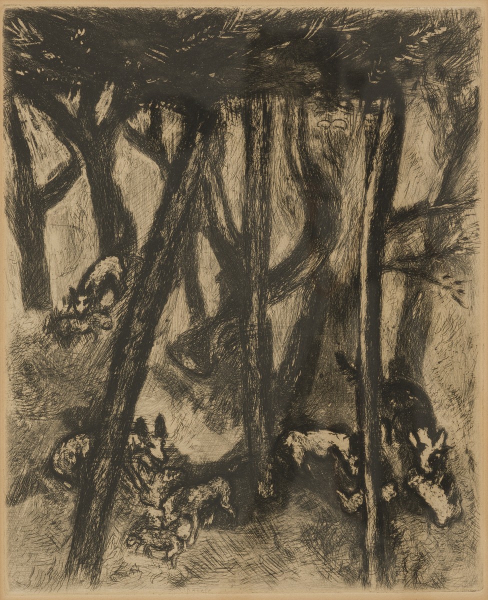 Marc Chagall (Liozna, Belarus 1887 - 1985, Saint Paul de Vence, France), d'après, "Les Loups et les Arbres"