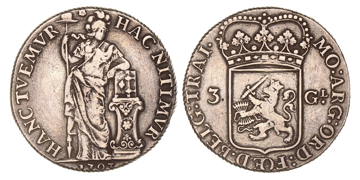 3 Gulden -generaliteits-. Utrecht. 1793. Zeer Fraai +.