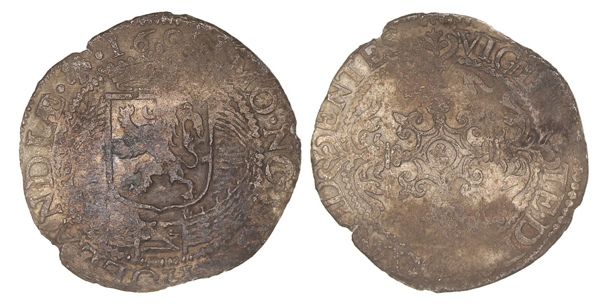 Roosschelling van 6 stuiver. 1601. Fraai.
