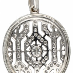 18 kt. Witgouden opengewerkte hanger bezet met ca. 0.46 ct. diamant.