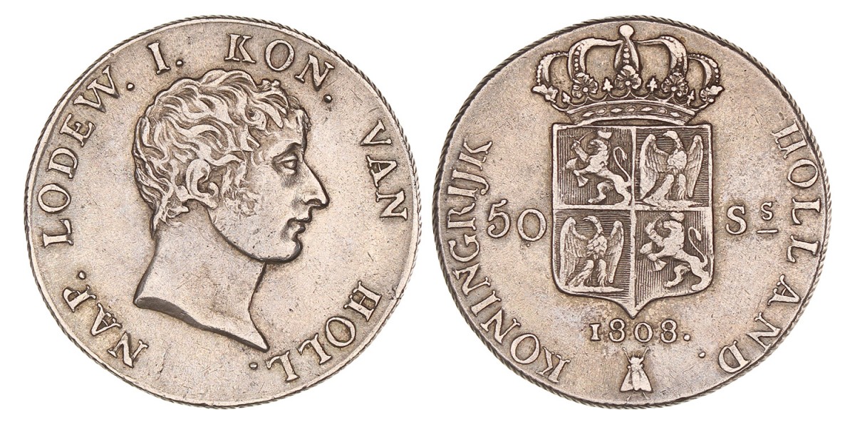 50 Stuiver. Lodewijk Napoleon. 1808. Zeer Fraai.