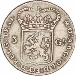 3 Gulden -generaliteits-. Utrecht. 1786. Zeer Fraai -.