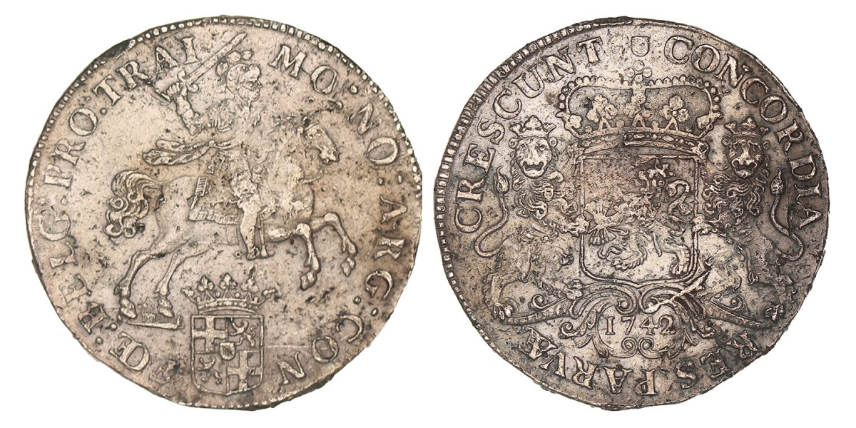 Dukaton of Zilveren Rijder. Utrecht. 1742. Zeer Fraai -.