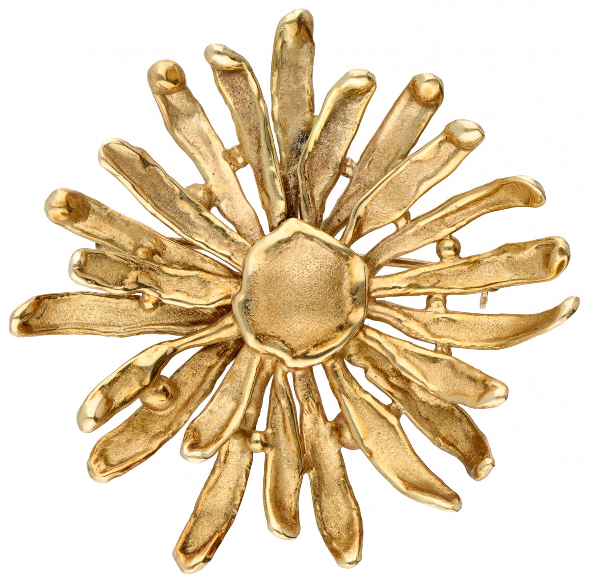 Unieke 14 kt. geelgouden Anneke Schat 'de Gouden Margriet' hanger / broche.