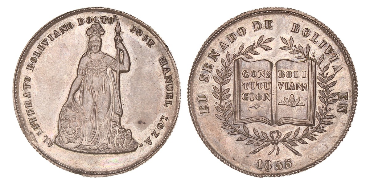 Bolivia. 1855. Proclamation medal honoring Jose Manuel Loza.