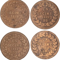 France. Napoleon and Louis XVIII. Lot (4) Decime. 1814 and 1815 BB.