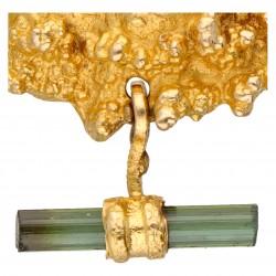 Björn Weckström voor Lapponia 14 kt. geelgouden 'Sun of the Incas' broche bezet met toermalijn.