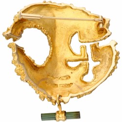 Björn Weckström voor Lapponia 14 kt. geelgouden 'Sun of the Incas' broche bezet met toermalijn.