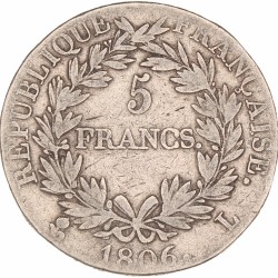 France. Napoleon. 5 Francs. 1806 L.
