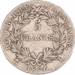 France. Napoleon. 5 Francs. 1806 L.