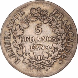 France. Republic. 5 Francs. An 9 L.