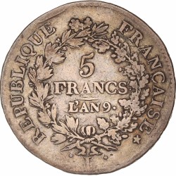 France. Republic. 5 Francs. An 9 L.