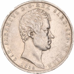Italian states. Sardinia (Genoa). Carlo Alberto. 5 Lire. 1836 P.