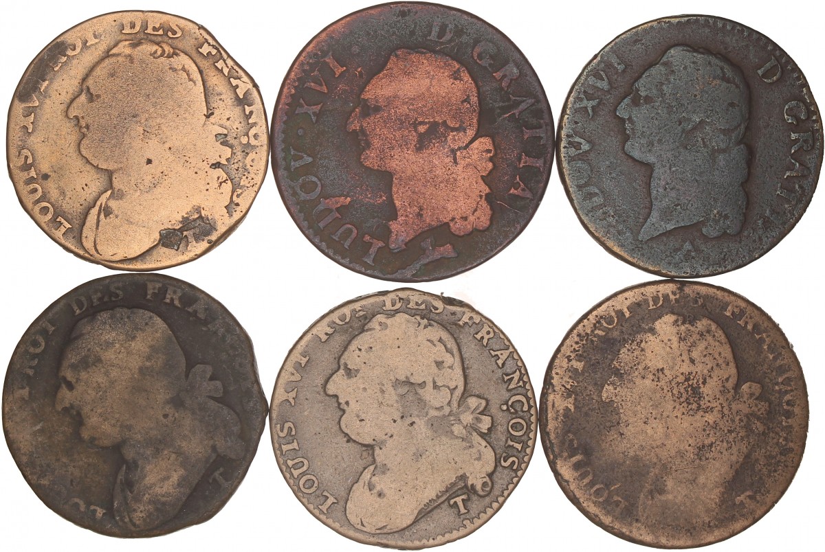 France. Louis XVI. Lot (6) 12 Denier. 18th century.