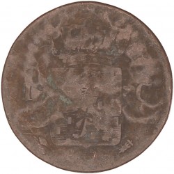 1 Cent. Voorzijde gegraveerd met Ned. Indisch masker. Z.j. (onleesbaar). Zeer Fraai.