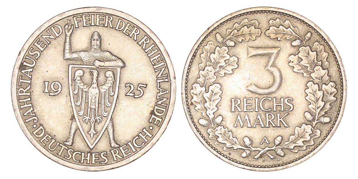 Germany. Weimar republic. 3 Mark. 1925 A.