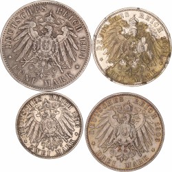 German states. Hamburg. Lot (4) 5, 3 and 2 Mark. 1904, 09, 10 and 13.