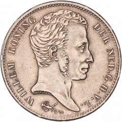 1 Gulden. Willem I. 1824 U met streep. Prachtig / UNC.