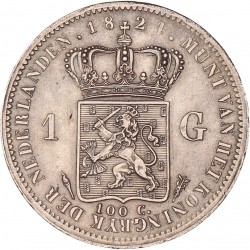 1 Gulden. Willem I. 1824 U met streep. Prachtig / UNC.