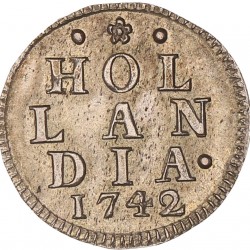 Duit. Zilveren afslag. Holland. 1742. Prachtig.