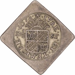 Kwart Rijksdaalder van 12½ Stuiver. Groningen en Ommelanden. 1672. Zeer Fraai +.