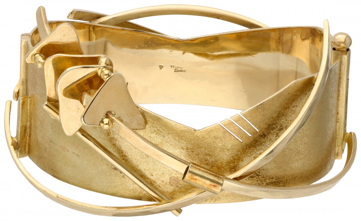 Exclusieve 14 kt. geelgouden Anneke Schat design bangle armband.