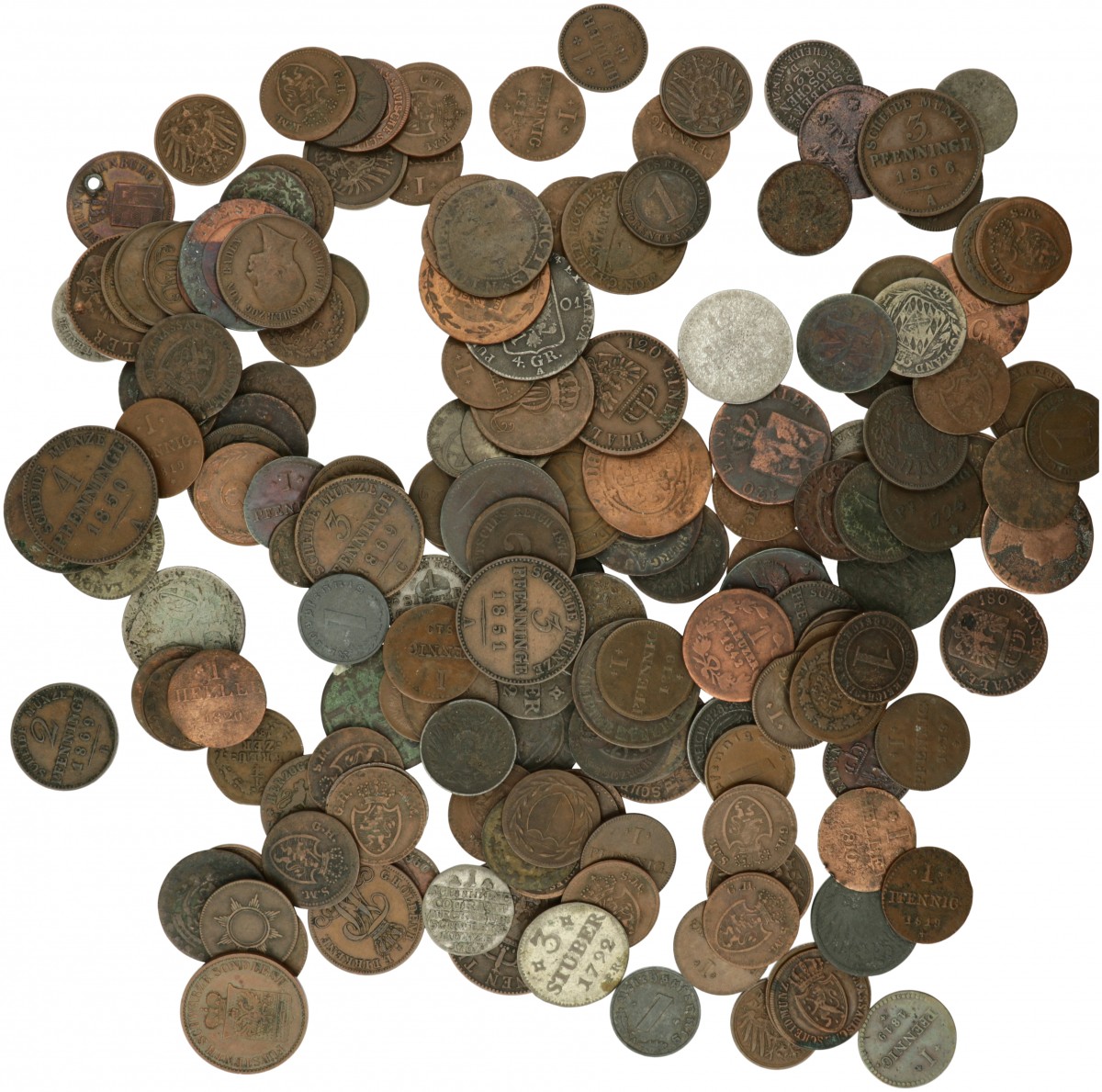 Germany. Lot (174) Copper coins. Mostly 18th and 19th century.