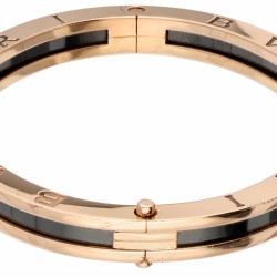 18 kt. Roségouden Bvlgari 'B.Zero1' bangle armband met zwart keramiek.