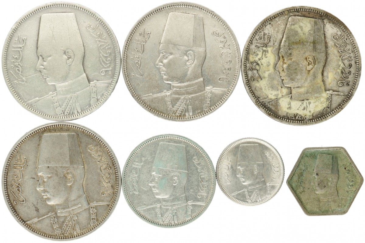 Egypt. Farouk I. Lot (7) 2 Quirsh - 10 Quirsh. 1939 - 1944.