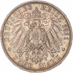 German states. Baden. Friedrich III. 3 Mark. 1911 G.