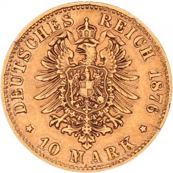 German states. Württemberg. Karl I. 10 Mark. 1876 F.